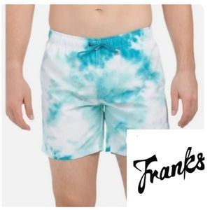 NEW!  Franks Australia men’s tie dye swim shorts in periwinkle blue/white